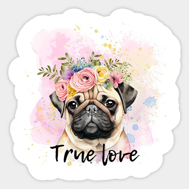 True love pug love Sticker by GerganaR